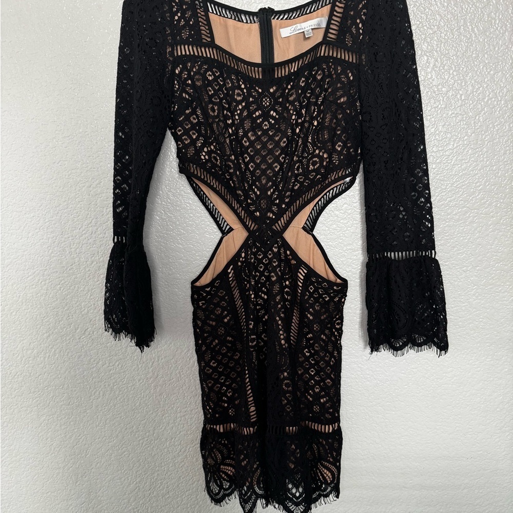 Lovers + Friends Baylin Lace Cutout Dress Black‎ - Picture 3 of 4
